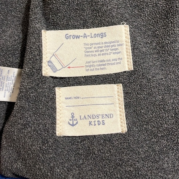 Land’s End kids size 10/12 blue/navy two tone hooded jacket with fleece lining. - Picture 7 of 8